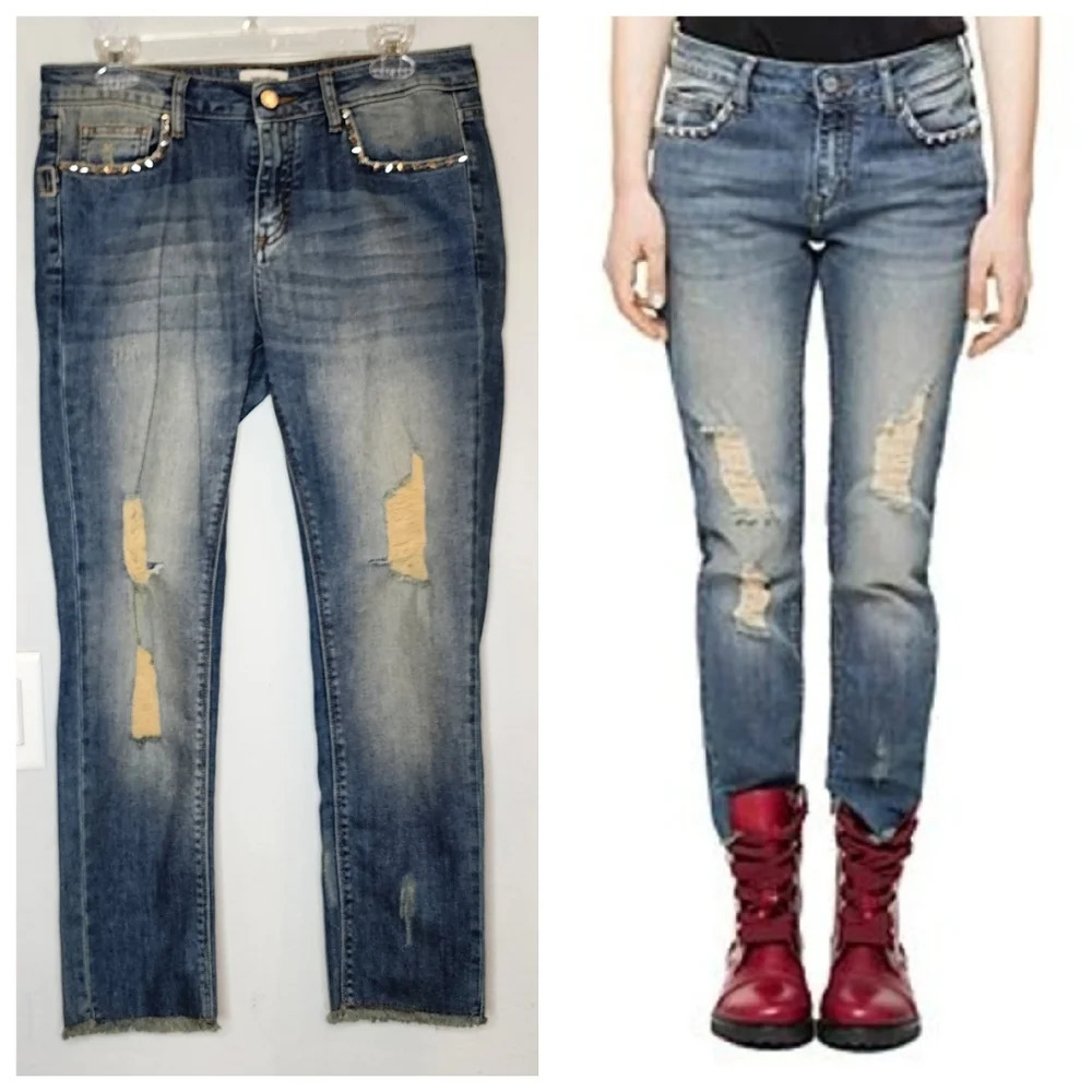 Zadig & Voltaire Studded Eva Use Distressed Jeans Women's Size 28
